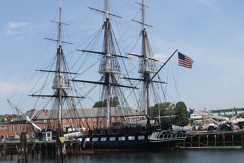 The 18th century ship USS Constitution in Boston Harbor in 2014