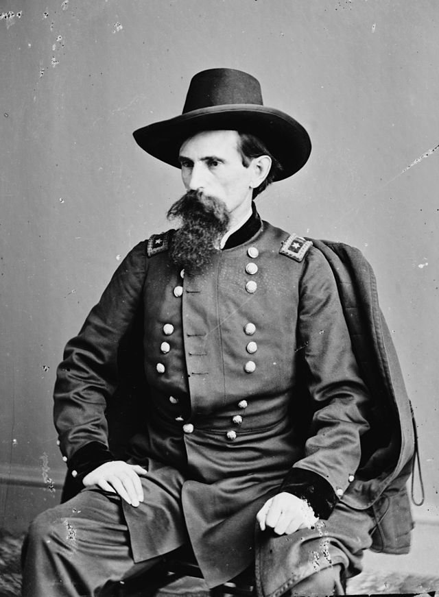 A black and white portrait of Union general Lew Wallace in uniform